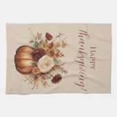 秋水彩かぼちゃと花 –  キッチンタオル (横)