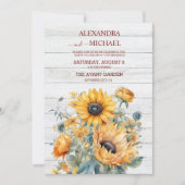 秋水彩ひまわり結婚の花 招待状 (正面)