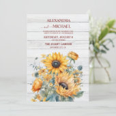秋水彩ひまわり結婚の花 招待状 (スタンド正面)