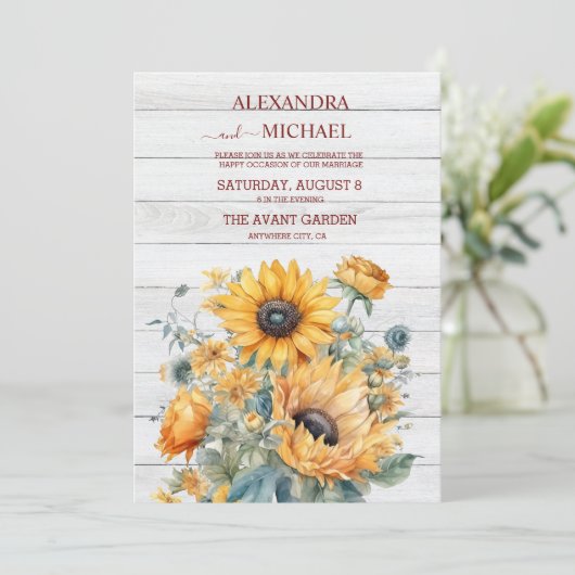 秋水彩ひまわり結婚の花 招待状 (スタンド正面)
