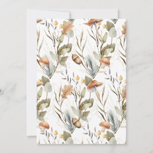 秋水彩キツネ |ウッドランド秋の赤ちゃんシャワー 招待状 (裏面)