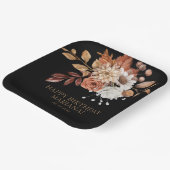 秋水彩フローラオンブラックバースデーパーティー ペーパープレート (傾斜あり)