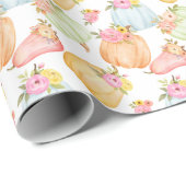 秋水彩フローラカボチャ散乱 ラッピングペーパー (ロールコーナー)