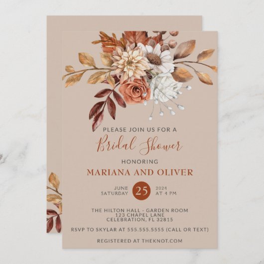 秋水彩フローラトープブライダルシャワー 招待状 (正面/裏面)