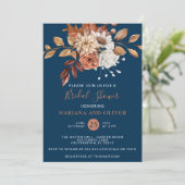 秋水彩フローラネイビーブルーブライダルシャワー 招待状 (スタンド正面)