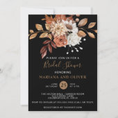 秋水彩フローラブラックダークブライダルシャワー 招待状 (正面)