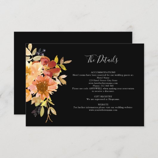 秋水彩フローラブラック結婚ズ詳細 エンクロージャーカード (正面/裏面)