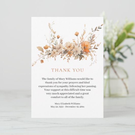 秋水彩フローラ葬式ありがとう サンキューカード (スタンド正面)
