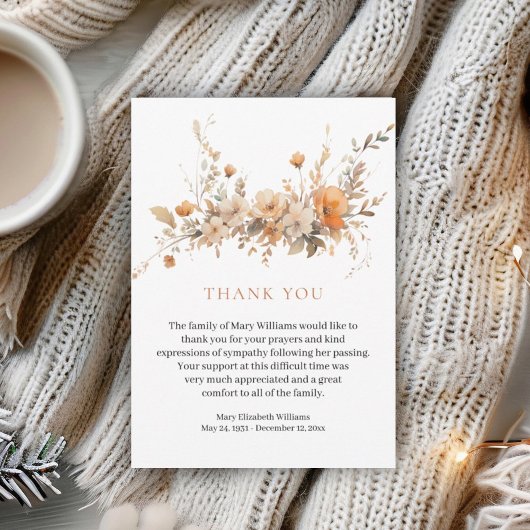 秋水彩フローラ葬式ありがとう サンキューカード