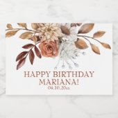 秋水彩フローラ誕生日パーティー スパークリングワインラベル (シングルラベル)