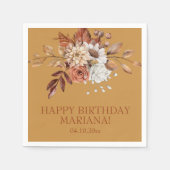 秋水彩フローラ金ゴールド誕生日パーティー スタンダードカクテルナプキン (正面)