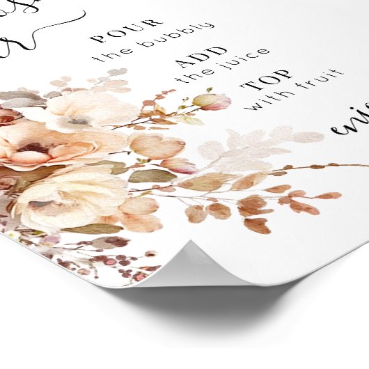 秋水彩ワイルドフラワーフローラミモサバー標識 ポスター (角)