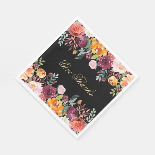 秋水彩植物与え感謝してい品 スタンダードランチョンナプキン (角)