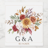 秋水彩植物単版日付 ワインラベル (シングルラベル)