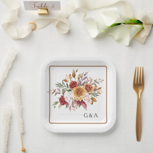 秋水彩植物学 ペーパープレート (ウェディング)