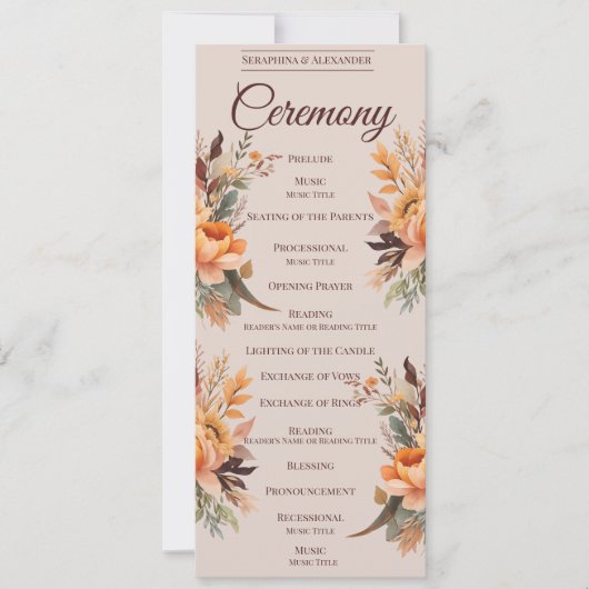 秋水彩素朴フローラ結婚式 プログラム (正面)