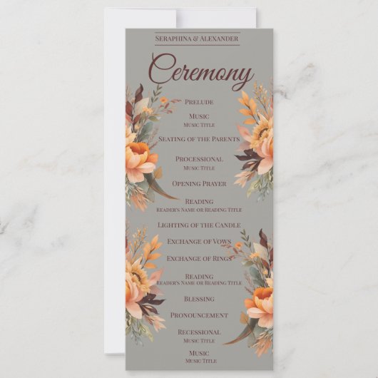 秋水彩素朴フローラ結婚式 プログラム (正面)