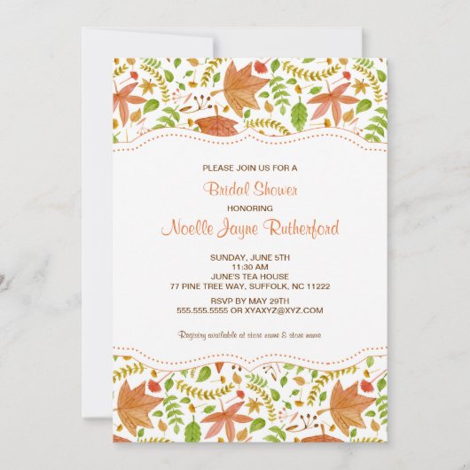 秋水彩葉ブライダルまたはベビーシャワー 招待状 (正面)