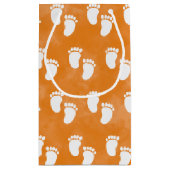 秋水彩赤ちゃんシャワー足跡パターン スモールペーパーバッグ (裏面)