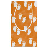 秋水彩赤ちゃんシャワー足跡パターン スモールペーパーバッグ (正面)