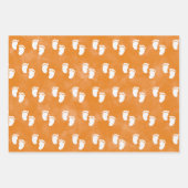 秋水彩赤ちゃんシャワー足跡パターン ラッピングペーパーシート (正面)