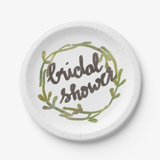 秋水彩離れ緑結婚の ペーパープレート (正面)