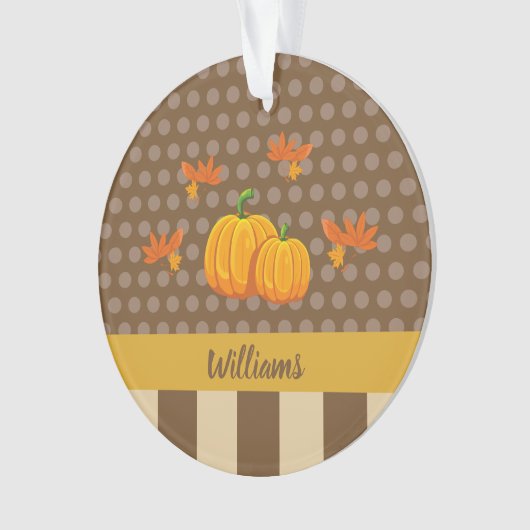 秋水玉模様カボチャと家族の名前クリスマス オーナメント (正面)
