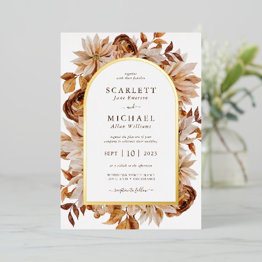 秋水結婚色 箔招待状 (立ち正面)