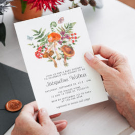 秋水色きのこ赤ちゃんシャワー 招待状