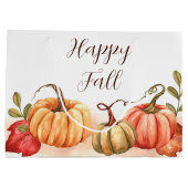 秋水色カボチャとカスタマイズ可能文字 ラージペーパーバッグ (裏面)