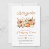 秋水色カボチャ感謝夕食 招待状 (正面)