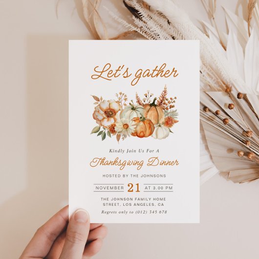 秋水色カボチャ感謝夕食 招待状