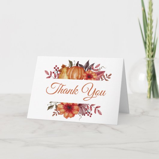 秋水色カボチャ赤ちゃんシャワーサンキューカード カード (正面)