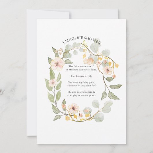 秋水色フローラバラマスタードブライダルシャワー 招待状 (裏面)