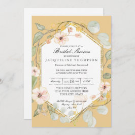 秋水色フローラバラマスタードブライダルシャワー 招待状