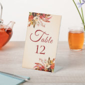 秋水色フローラ結婚アイボリーのテーブル番号 台座サイン (インサイチュ)