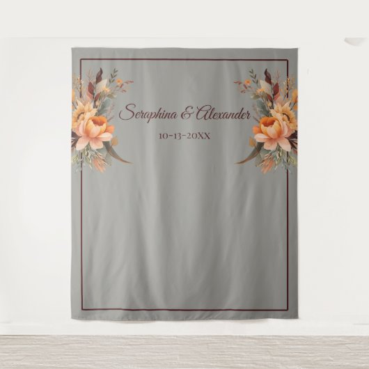 秋水色素朴フローラ結婚の背景 タペストリー (正面)