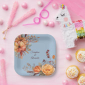 秋水色素朴フローラ結婚 ペーパープレート (パーティー)