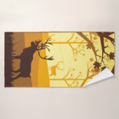 秋海の森のカリブーのシルエット バスタオル (バスタオル)