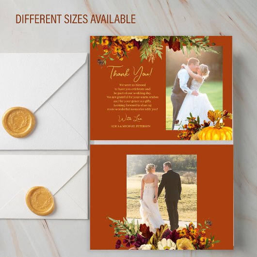秋焼きオレンジ結婚の2枚感謝していの写真 ノートカード