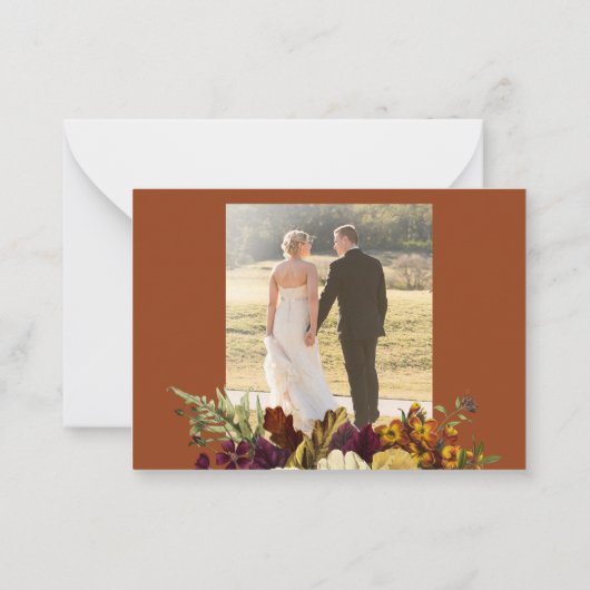 秋焼きオレンジ結婚の2枚感謝していの写真 ノートカード (裏面)