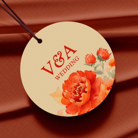 秋焼けオレンジ結婚フローラ フェイバータグ