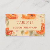 秋焼けオレンジ結婚フローラ プレイスカード (正面)
