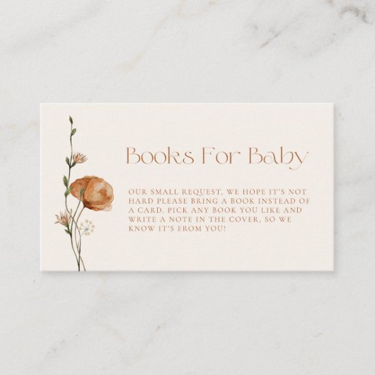 秋焼けオレンジ色のポピー本ベビー エンクロージャーカード (正面)