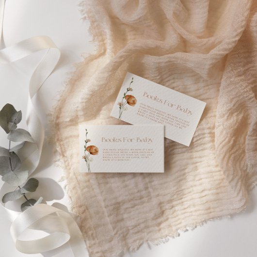 秋焼けオレンジ色のポピー本ベビー エンクロージャーカード