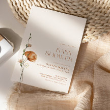 秋焼けオレンジ色の野生の花の赤ちゃんシャワー