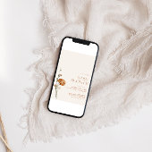 秋焼けオレンジ色の野生の花の赤ちゃんシャワー 招待状