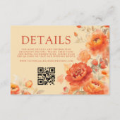 秋燃えたオレンジ色のフローラQrコード結婚の詳細 エンクロージャーカード (正面)