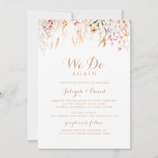 秋牧草地の野生のフローラ我々は再び誓い更新 招待状 (正面)