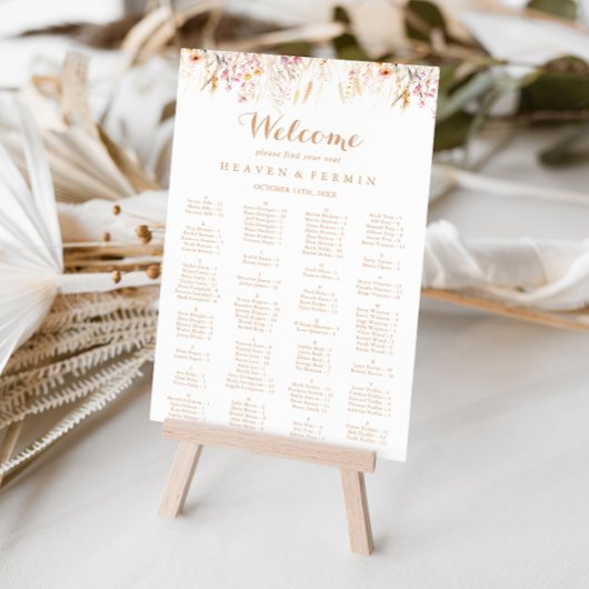 秋牧草地ワイルドフローラアルファベット座席表 ポスター